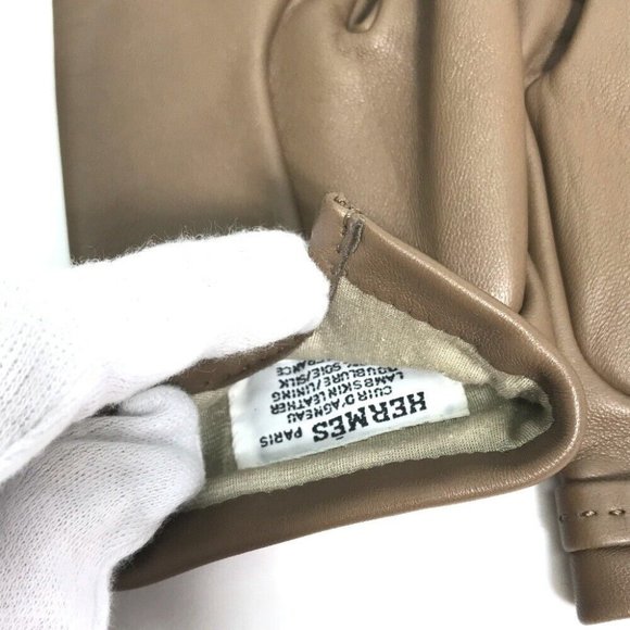 Auth HERMES heart Dream love Glove gloves Lamb leather Gray Based - Picture 8 of 9